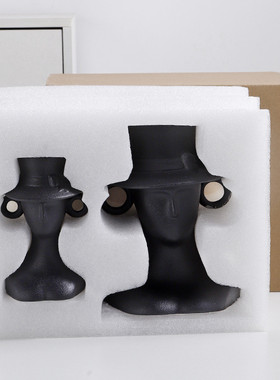 现代黑色艺术花瓶装饰摆件烛台轻奢客厅桌面