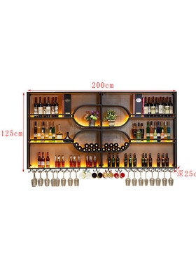 酒吧吧台酒架壁挂带灯红酒柜酒水展示架置物架挂式墙上红酒创意悬