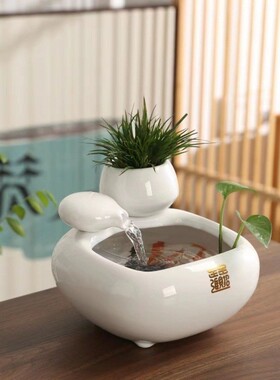 摆件流水喷泉陶瓷自动循环家居鱼缸加湿器猫咪喂食宠物饮水机