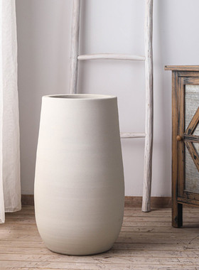 北欧简约圆形现代风格落地大号陶瓷花盆大型盆客厅绿植装饰品摆件