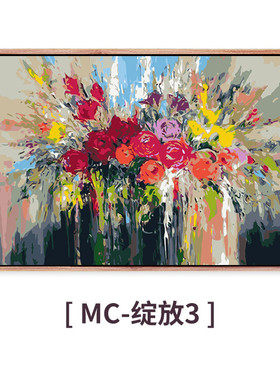 19ndiy简约马手绘数字油画客厅风景动物玄关填充减压填色油彩装饰