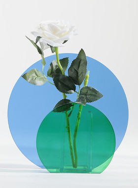 热销现代创意家居轻奢花瓶透明玻璃花器客厅桌面茶色软装饰品摆件