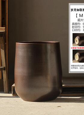 新中式大号落地陶瓷花盆瓶别墅宽口种植干支花器酒店庭院陶罐软装