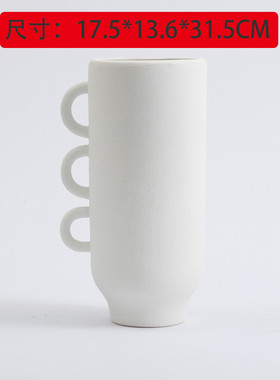 莫兰迪色创意陶瓷花器简约新款仿真花插花器皿ins风单耳设计师款