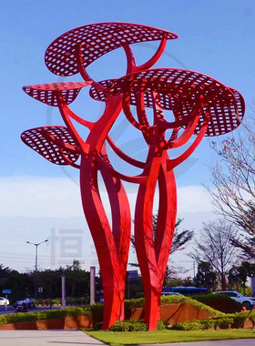 不锈钢景观树雕塑美陈大型园林广场公园金属结构镂空抽象树型摆件