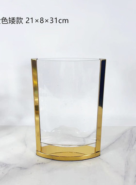 现代简约扁平售楼处玻璃花器样板房透明客厅餐厅桌面玄关花瓶摆件