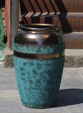 热销时尚别墅酒店绿色餐厅大号落地陶瓷花瓶门厅插花陶罐样板间软