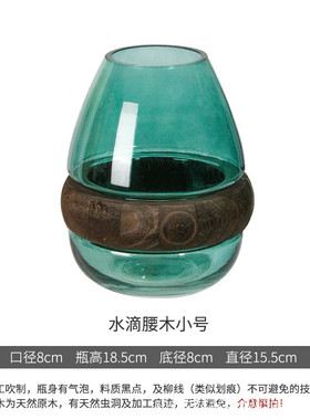 网红高颜值北欧ins木头玻璃花瓶现代极简客厅玄关装饰瓶花器摆件