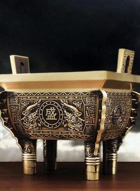 黄铜盛鼎金色仿古色铜鼎客厅摆件家居办公室厂家批发