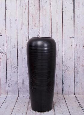 景德镇大号四件套 黑色陶瓷花瓶落地花瓶 纯手工釉色陶瓷花瓶摆件