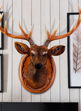 鹿头壁挂墙面装饰欧式家居装修家居装修天然树脂工艺品