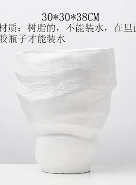创意新中式树脂水墨花瓶软装样板房客厅茶几餐桌面插花器家居饰品