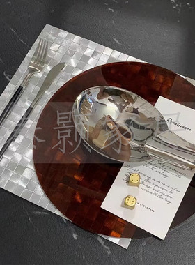 热销样板房间装饰摆台餐具玻璃特色简约平盘餐桌搭配创意西餐盘简