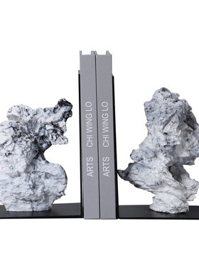 新中式挡书太湖石摆件样板间抽象禅意云山石摆件创意书房摆件饰品