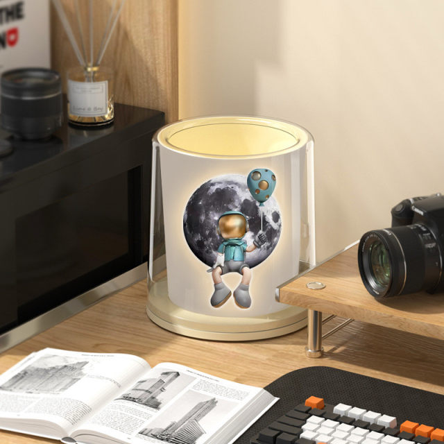 Light luxury double-layer desktop trash can high-value creative astronaut cartoon mini table trash storage tube
