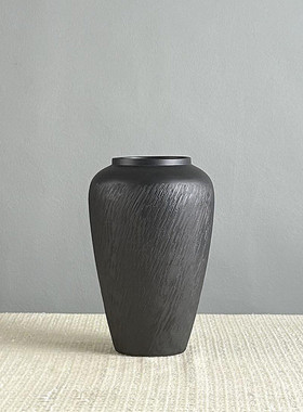陶瓷厂家陶瓷黑色花瓶工艺品中式摆件景德镇软装样板房插干花花器