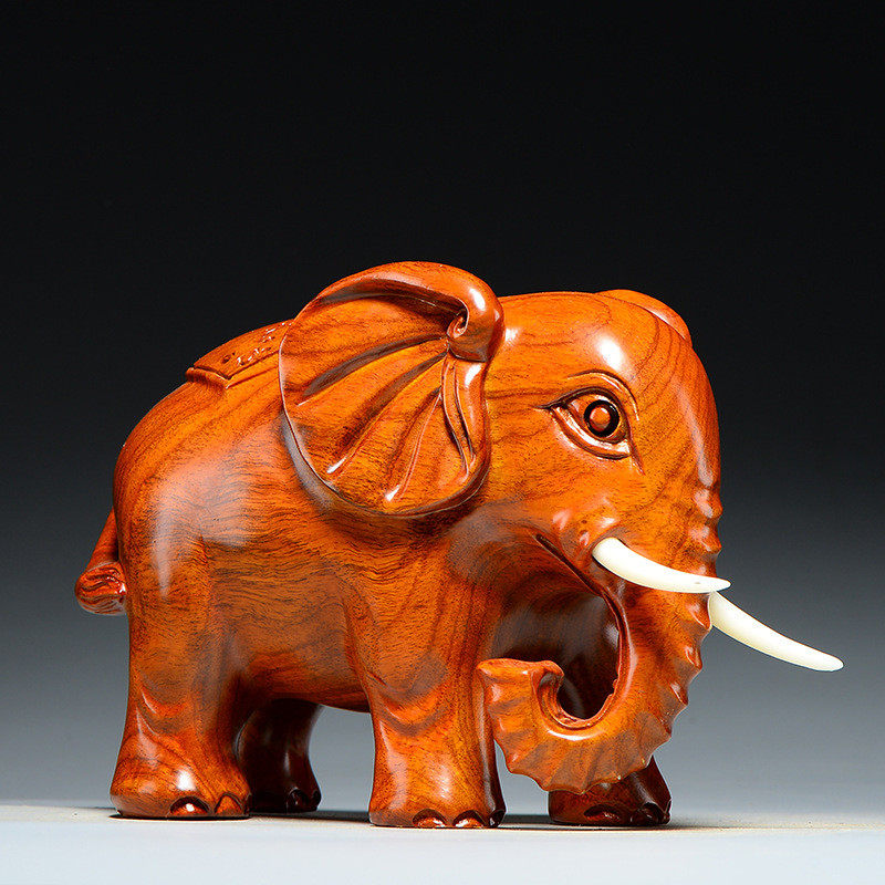 花梨木雕刻大象摆件一对木质象居客厅玄关办公室装饰工艺品送礼,淘宝优惠券,粉丝福利购,淘宝优惠卷