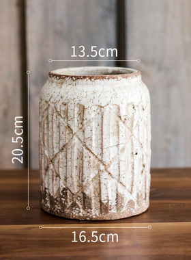 墟芜欧式陶瓷做旧花瓶复古花器装饰摆件罐子瓶法式古董