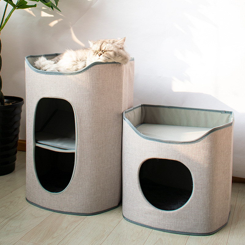 热销猫窝猫舍猫屋四季通用猫咪窝双层猫笼可拆洗猫咪宠物床房子别 - 图1