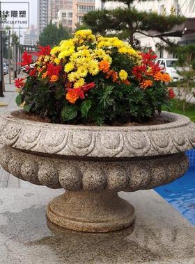 热销石雕青石仿古鱼缸庭院养鱼复古石头水缸别墅石槽户外荷花缸老