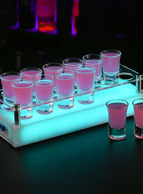 热销发光彩虹斗野格鸡尾酒杯架磨砂酒杯鸡尾酒架酒馆酒具斗酒杯套