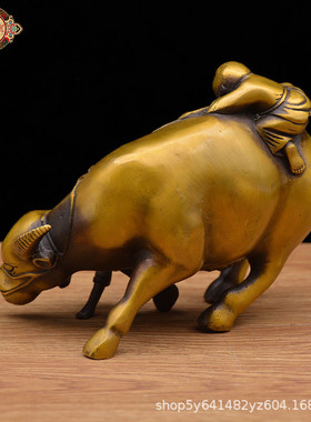 宏达铜器批发纯铜童子牧牛仿古摆件地摊吉祥文玩