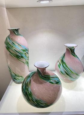 琉璃创意插花花瓶花器摆件现代美式家用玄关隔断柜水培花瓶