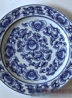 景德镇现代中式青花瓷陶瓷手绘摆盘装饰盘墙面挂盘盘子家居摆件餐