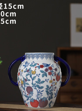 景德镇青花瓷花瓶仿真花插花电视柜软装饰品水培器摆件ins风花瓶