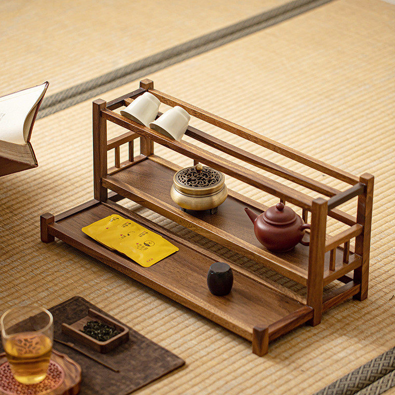 茶台桌面茶架茶杯架实木茶壶架茶具收纳架茶桌博古架小架子置物架,淘宝优惠券,粉丝福利购,淘宝优惠卷