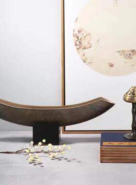 热销现代客厅月牙船型长条摆件样板房售楼处新中式玄关别墅家居装