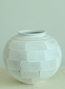 新中式侘寂ins风陶罐禅意干花客厅摆件插花装饰复古高级感花瓶