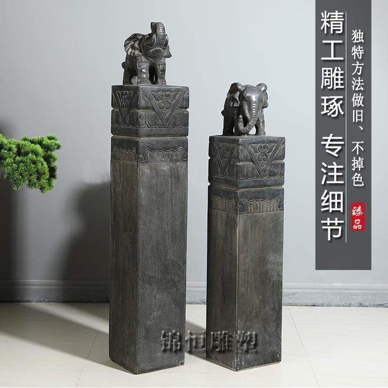 石雕拴马桩大象石柱青石仿古庭院室内中式装饰摆件栓马石招财石象,淘宝优惠券,粉丝福利购,淘宝优惠卷