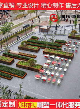 制造厂家耐雕塑钢板栅栏花园花池围边公园景观园林耐候钢景墙候