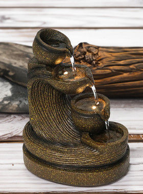 定制复古装饰水循环桌面办公室茶几流水摆件喷泉水景小开业摆件