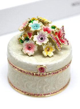 合金装饰盒纪念品装饰品蝶恋花珠宝收纳盒景点婚庆小摆件现货批发