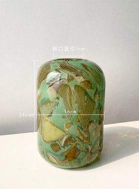 纹理岩石复古琉璃花瓶创意艺术圆形插花器电视柜摆件