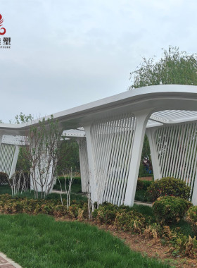 廊不锈钢厂家制作大型不锈钢喷漆异形廊架户外园林景观小区架雕塑