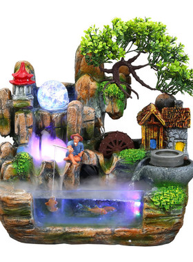 品树脂工艺品室内加湿器开业送礼假山流水喷泉摆件装饰可代销