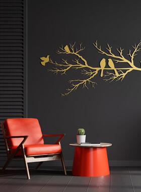 金属墙壁挂装饰艺术树枝上的鸟壁挂艺术鸟标志客厅装饰墙艺术