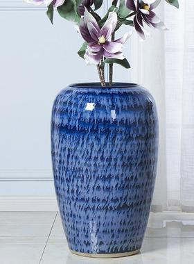 景德镇陶瓷花瓶 摆件落地大花瓶批发 复古创意大号工艺品三件套