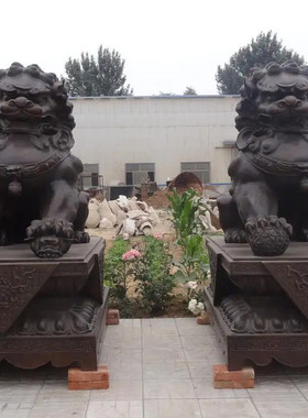 热销大型铸铜狮子雕塑锻铜厂家公司别墅饭店住宅门头装饰品景观摆