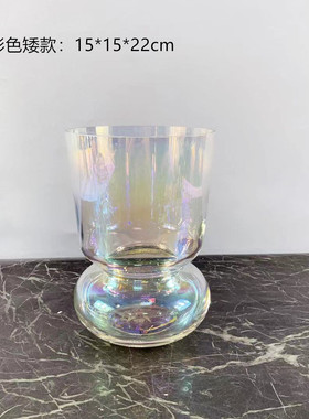 北欧玻璃电镀银色奖杯花瓶家居客厅装饰品摆件插花艺术售楼处饰品