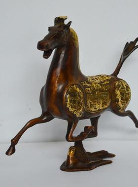 铜器摆件马到成功生肖纯铜摆件仿古精铜马踏飞燕精工马酒柜摆件