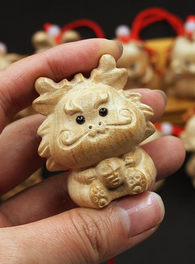 桃木十二生肖木雕手把件鼠牛虎兔龙蛇马羊猴鸡狗猪汽车摆件装饰品