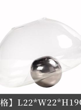 现代家居摆饰样板间客厅插花花瓶摆件轻奢软装鱼缸不规则玻璃花器