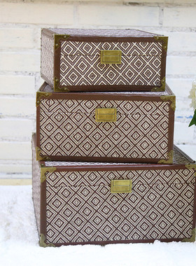 厂家直销软装皮衣帽间蓝色平纹样板房装饰盒美式轻奢家居装饰摆饰