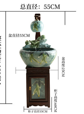 景德镇流水摆件开业礼品禅意办公室鱼缸新中式陶瓷电视柜客厅软装