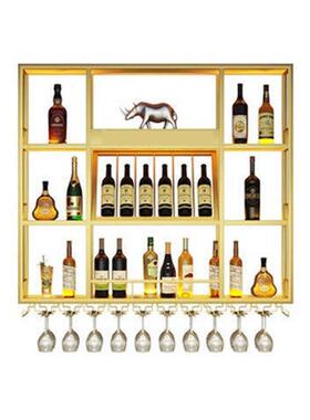 酒吧陈列架吊挂式酒架铁艺壁挂装饰悬杯架墙上置物架餐厅吧台