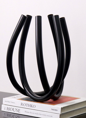 热销创意花瓶简约金属花器花艺样板房轻奢摆件插花摆设客厅餐厅装